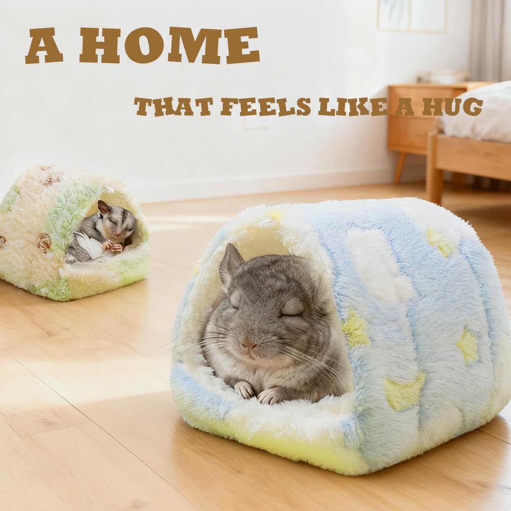 Meow&Woof Hamster Bed, 2 Pack Guinea Pig Houses, Washable Small Animal Beds, Fleece Sugar Glider House, Hedgehog Cage Accessories, Hideaway for Hedgehog Chinchilla Rat