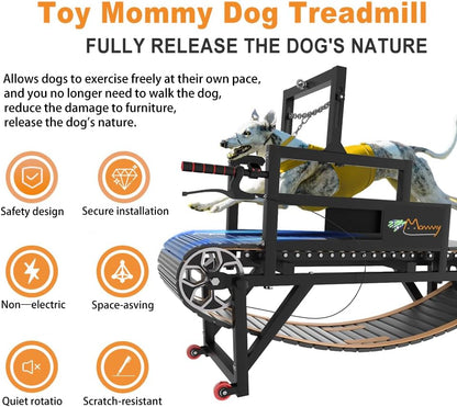 Dog Treadmill with Disc Brake, Resistance Adjustment & Paw-Friendly PE Slatmill - Heavy Duty Dog Treadmill for Large & Medium Dogs, Supports Up to 300 lbs, Easy to Move for Indoor & Outdoor Use