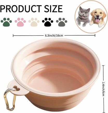 Dog Bowls for Travel,Portable Collapsible Silicone Pet Food Water Bowl,BPA Free Dishwasher Safe Foldable with 1 Carabiner Camping, Hiking Backpacking, Beach