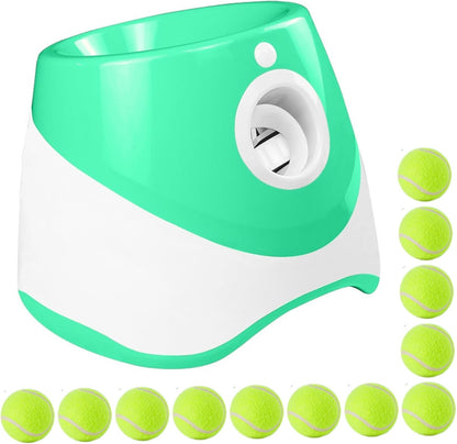 Automatic Dog Ball Launcher with 10/20/30FT Distances Dog Ball Thrower with 12 Tennis Rechargeable Interactive Thrower Machine for Mental Stimulation Training