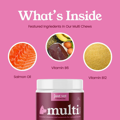 Multivitamin Chews for Dogs with Essential Vitamins & Minerals – Supports Immune System, Energy Levels, Skin, Coat, and Digestive Health – 90 Soft Chews