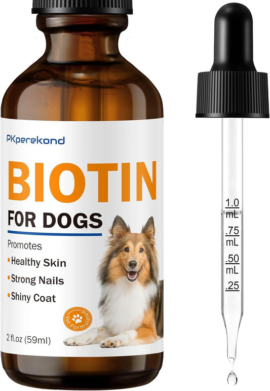 Liquid Biotin Supplement for Dogs, 2000 mcg, Strengthens Dog Nails, Promotes Healthy Coat & Skin with Biotin and Collagen, Slows Down Dog Shedding, Relieves Dry Skin, Faster Absorption, 2 oz