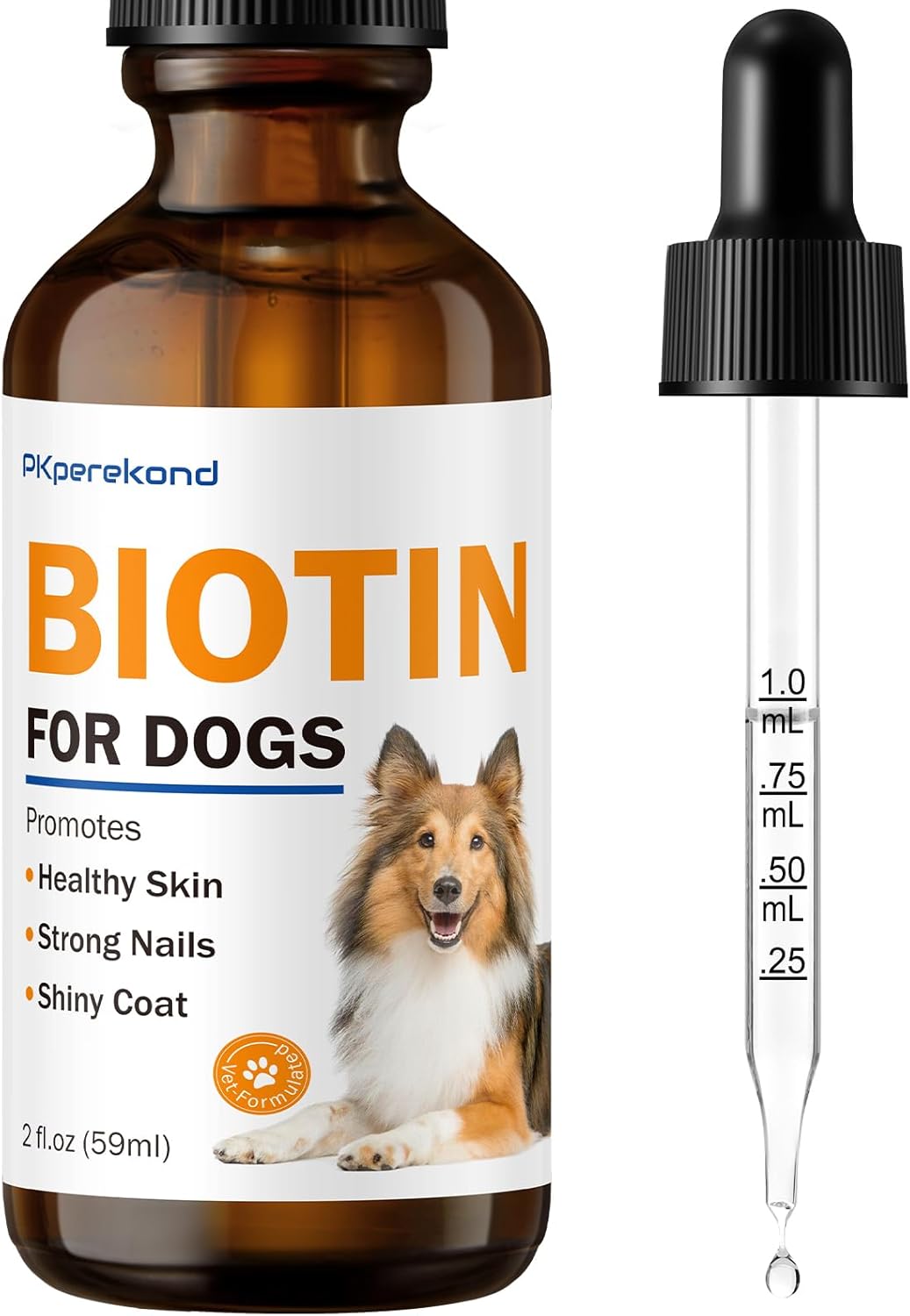 Liquid Biotin Supplement for Dogs, 2000 mcg, Strengthens Dog Nails, Promotes Healthy Coat & Skin with Biotin and Collagen, Slows Down Dog Shedding, Relieves Dry Skin, Faster Absorption, 2 oz