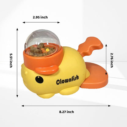 Interactive Clownfish Dog Treat Dispenser Toy with Spinning Tail, Puzzle Slow Feeder for Dogs & Cats, Treat Dispensing Food Puzzle Feeder, Includes Cleaning Cloth & Brush (Blue)
