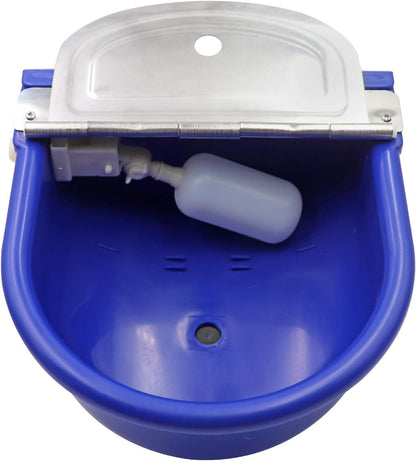 MINYULUA Automatic Waterer Bowl Large Horse Waterer with Float Valve and Drain Plug Automatic Water Feeder Dispenser Bowl for Sheep Dog Horse Cow Pig Plastic (Dark Blue)