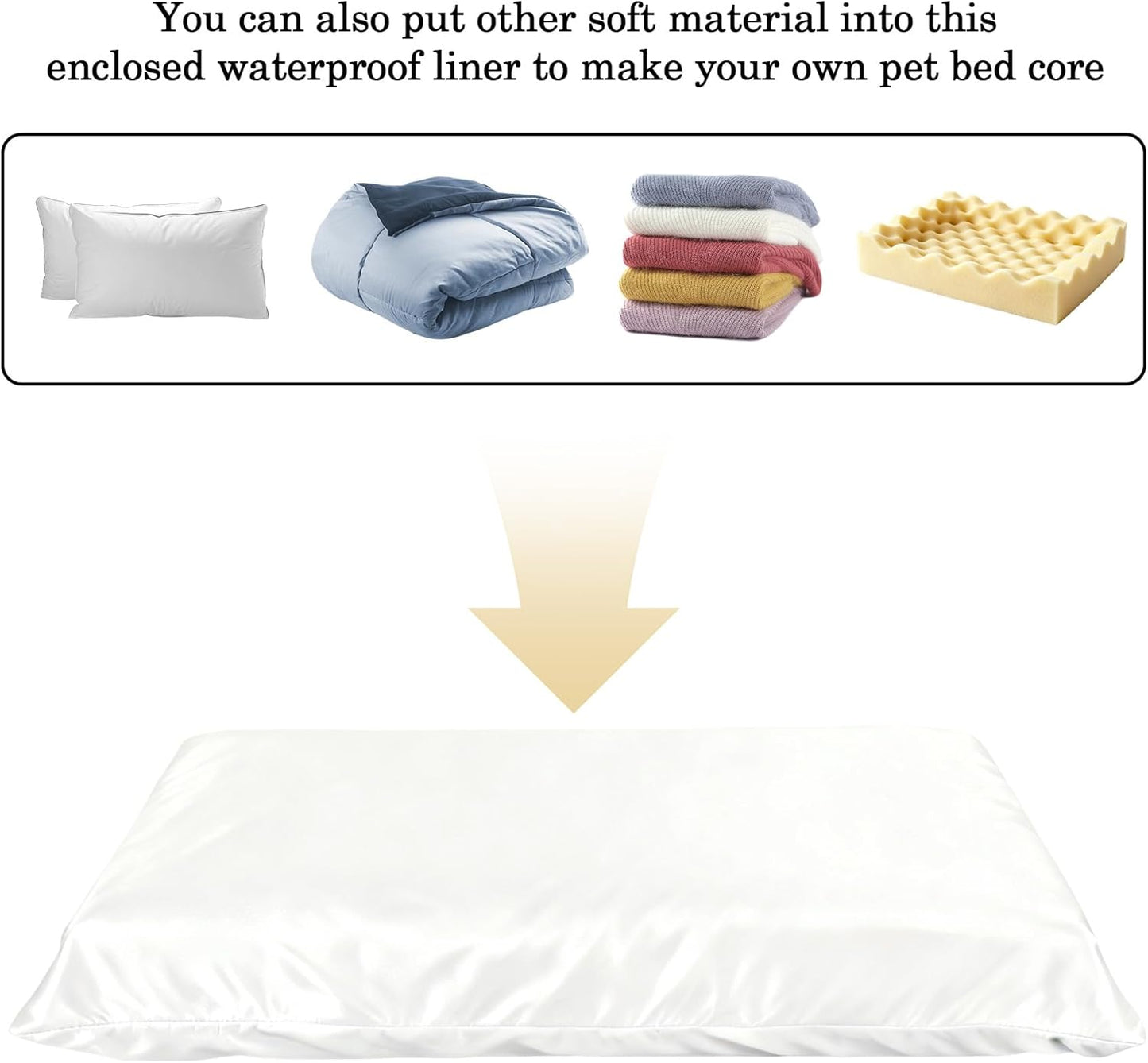 Klmnop 2 Pack Waterproof Dog Bed Liners, Washable Replacement Liner for Dog Bed, Leakproof Foam Mattress Protector, Liner Only 44 x 32 x 4 Inch(White)