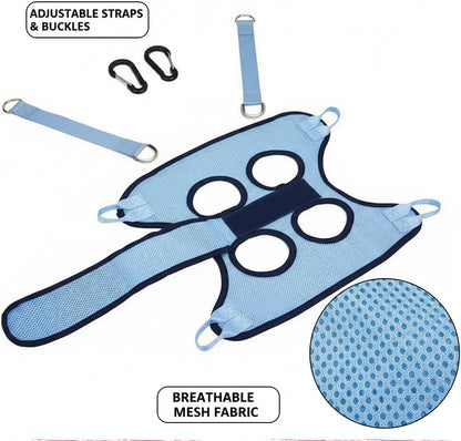 Hands-Free Pet Grooming Sling for Cats & Small Dogs – Breathable Mesh Hammock for Nail Care, Grooming & Calm Handling (Blue,S)