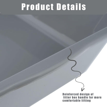 1 Pack of Extra Large Cat Litter Box (ABS Material), Low Entry Senior Litter Pen for Geriatric Kitty Big Cats, Jumbo Pet Safe Litter Boxes Tray for Indoor Pets Potty (Gray, 24" L x 20" W)