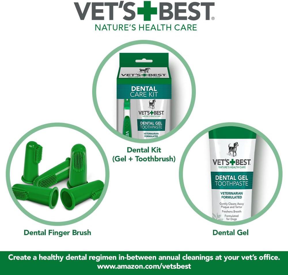 Vet's Best Dog Toothbrush - Easy Teeth Cleaning for Dog Dental Care, Perfect for Dogs and Cats - Comes With 10 Soft Finger Brushes Per Pack