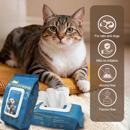 Pet CleaningGlove Wipes for Dogs & Cats, No-Rinse Grooming Wipes, Hypoallergenic Deodorizing Disposable Bathing Wipes,Extra Thick,Perfect for Pet Dry Cleaning,Daily Care and Travel,20 pcs