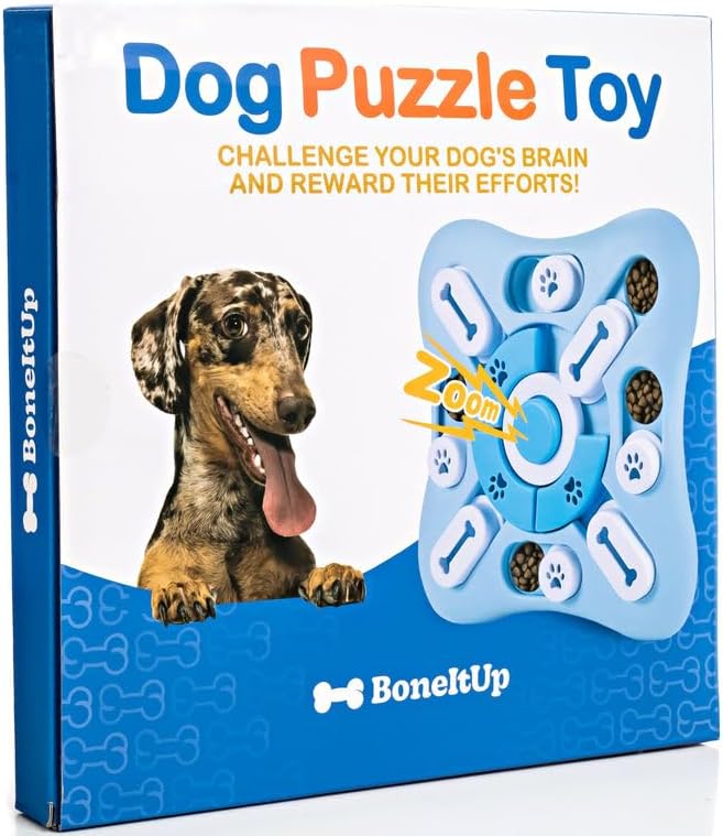 BoneItUp Dog Enrichment Toys Combo – Interactive Dog Puzzle Toys & Lick Mat for Dogs for Mental Stimulation, Slow Feeding & Calming Play