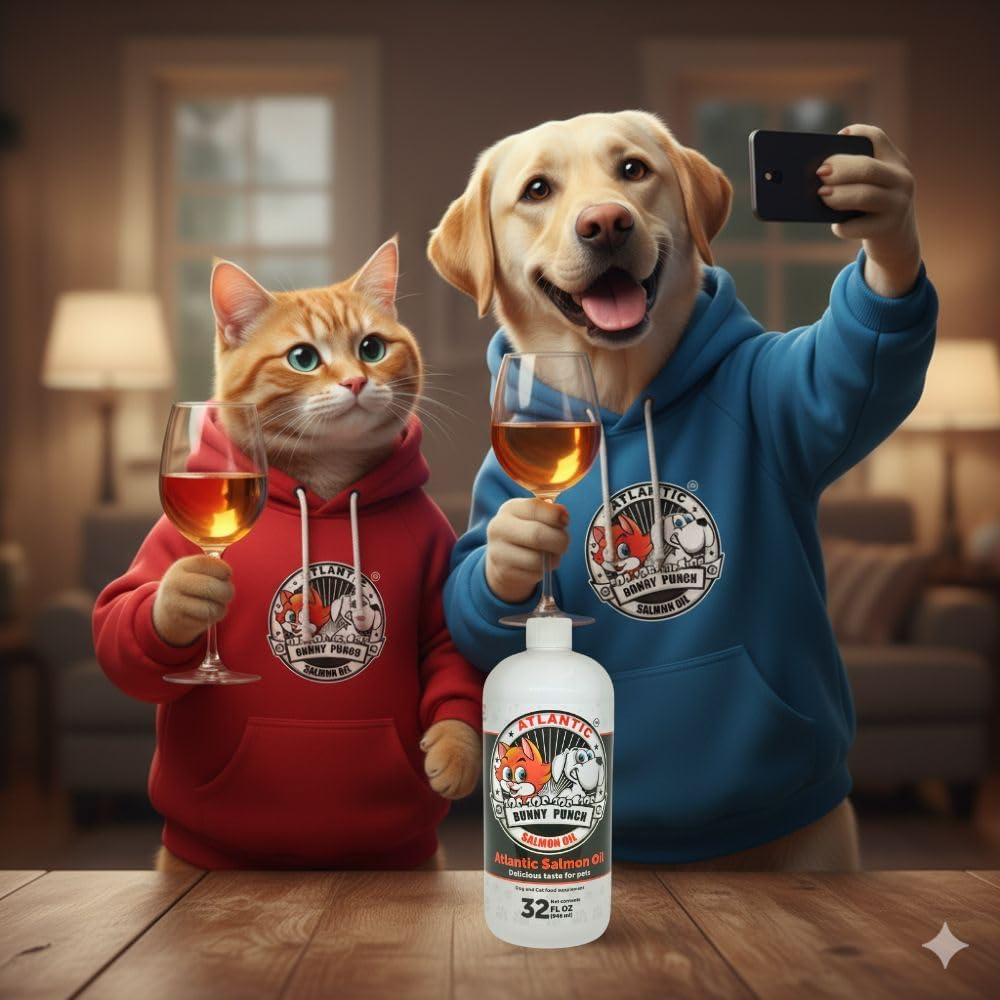 32 oz Salmon Oil for Dogs & Cat's, 100% Pure Atlantic Salmon Oil, Supplemental Fish Oil for Healthy Dog's Coats, Omega 3 Dog Fish Oil Liquid for Coats and Itchy Dry Skin, Helps with HIPS & Joints.