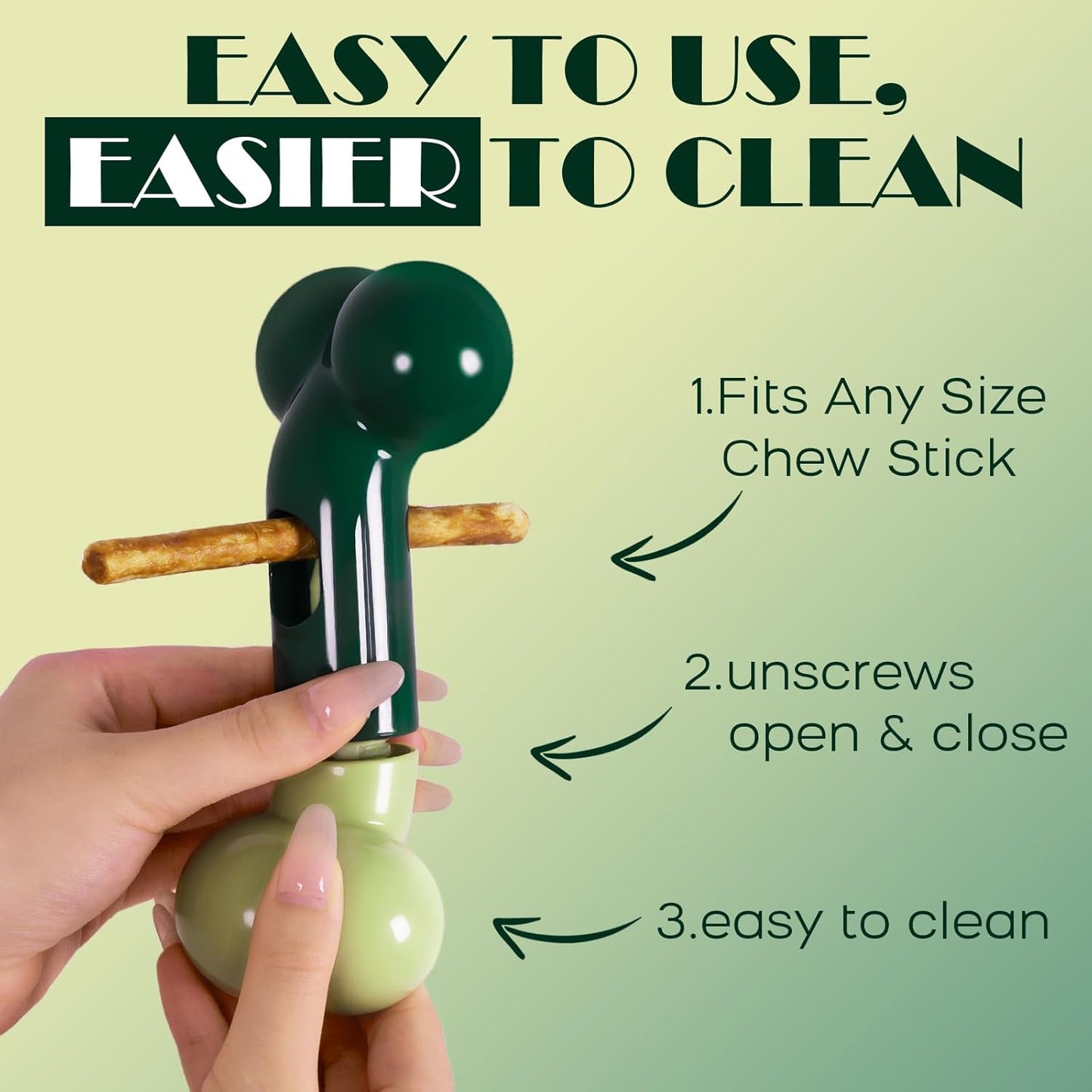 Apasiri Bully Stick Holder for Aggressive Chewers: Indestructible Dog Toy Prevents Choking No More Swallowed Ends, Bacon Flavored Nylon Tough Chew Toy to Keep Them Busy Medium/Large Dogs, Green