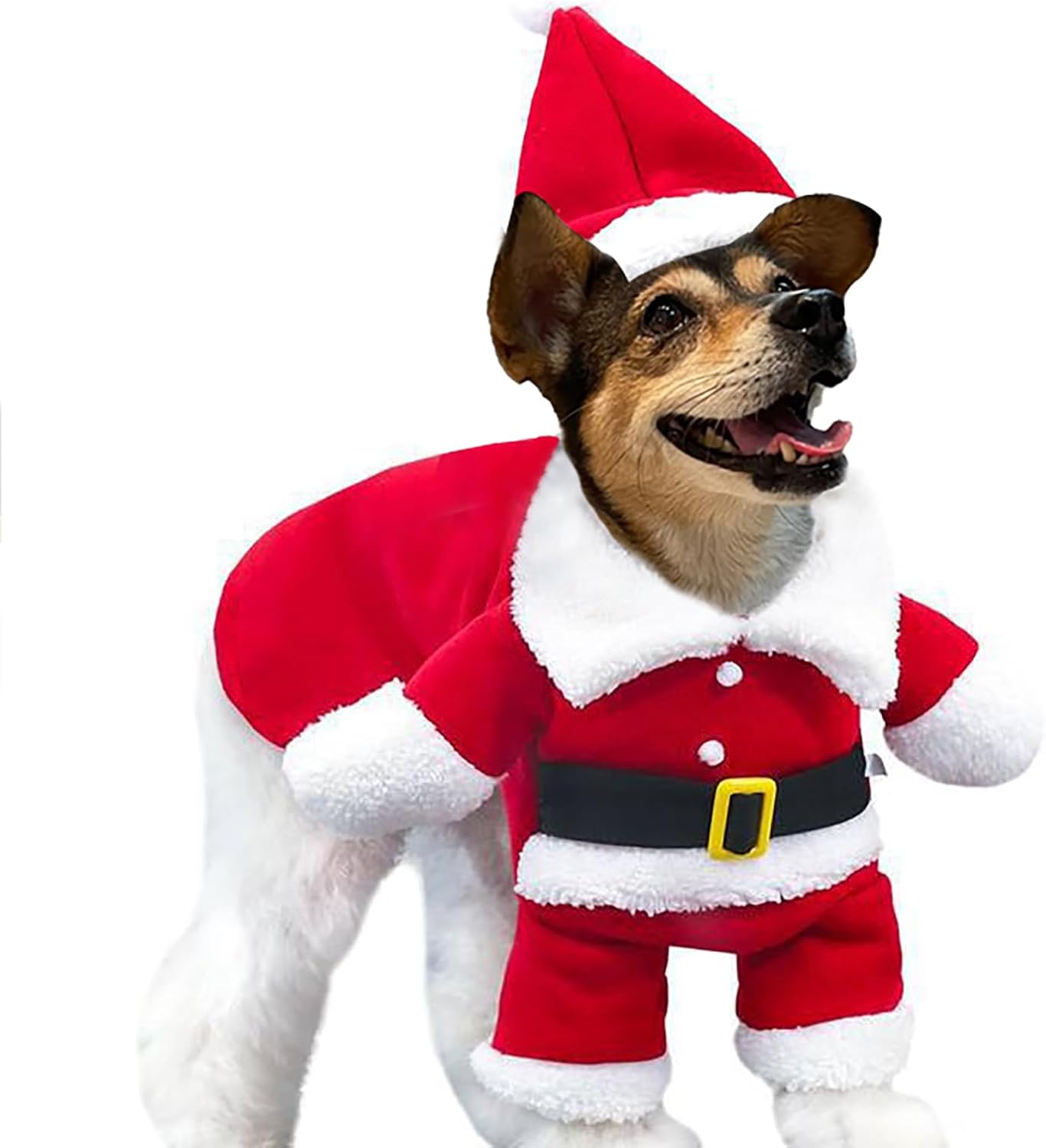 Christmas Dog Santa Costume Outfit, Xmas Puppy Santa Claus Clothes Suits Hat for Pet Dogs Cats Party New Year Funny Cosplay (Red, Medium)