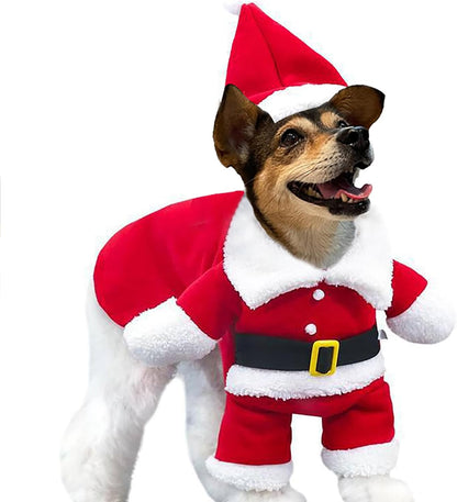 Christmas Dog Santa Costume Outfit, Xmas Puppy Santa Claus Clothes Suits Hat for Pet Dogs Cats Party New Year Funny Cosplay (Red, Medium)