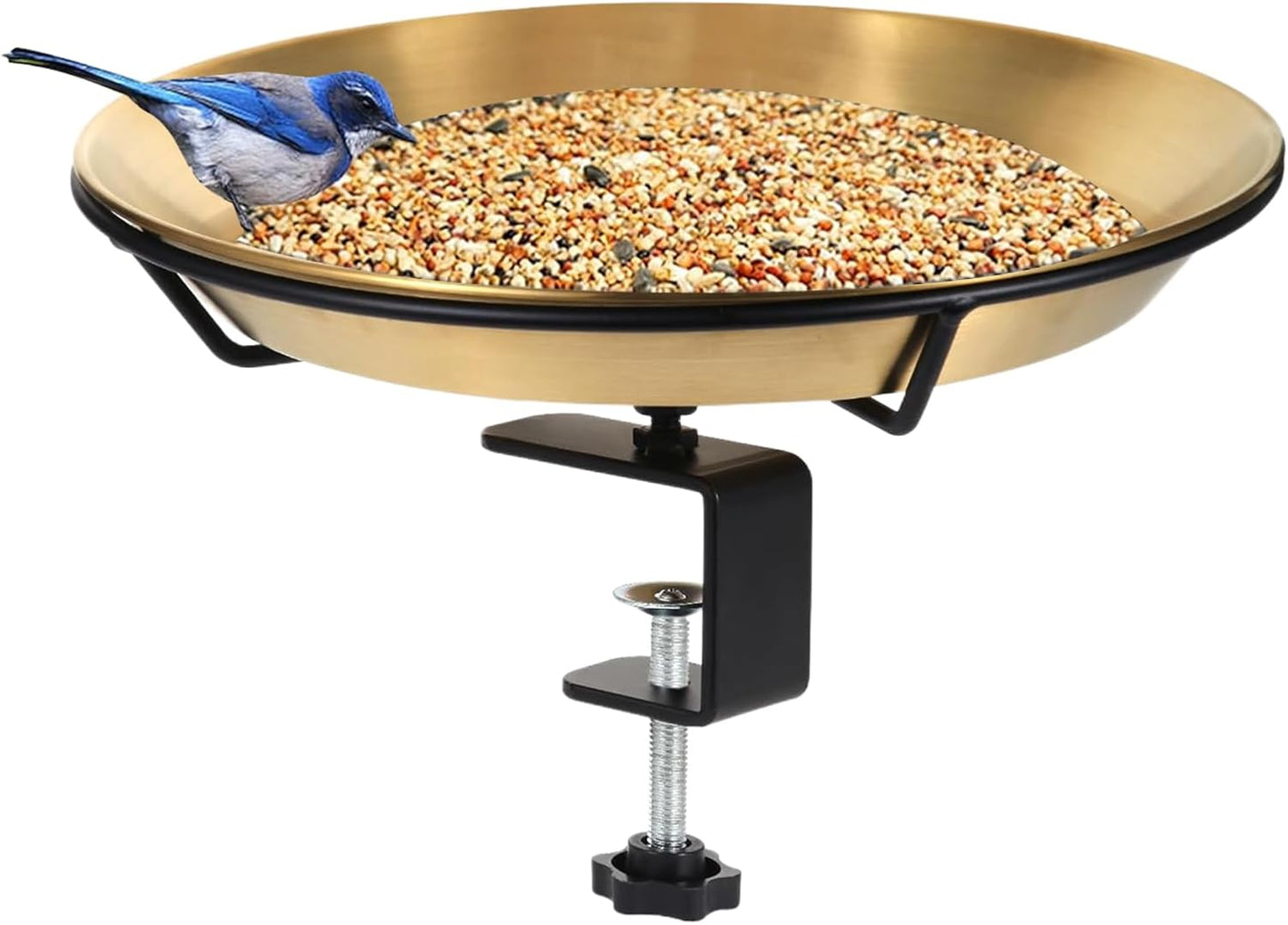 Bird Bath For Patio Railing - Bird Water Feeder - Metal Bird Bowl With Bird Waste Perfect Terrace Adjustable For Garden Fence Decor
