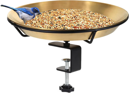 Bird Bath For Patio Railing - Bird Water Feeder - Metal Bird Bowl With Bird Waste Perfect Terrace Adjustable For Garden Fence Decor