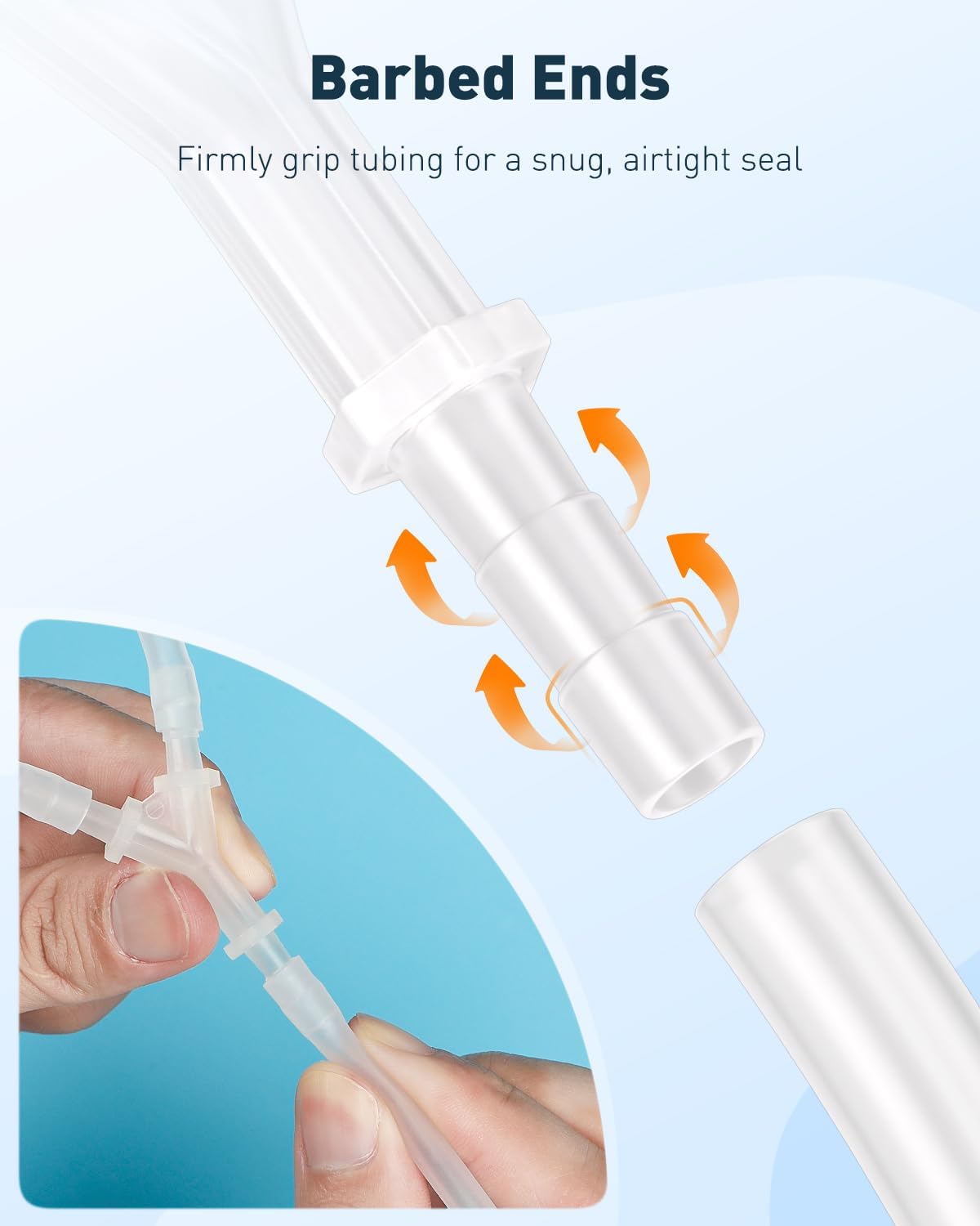 Pawfly 8 Pcs Aquarium Airline Tubing Connectors, 3/16" Airline Y Connector Splitter for Air Pump Tubing, 3 Way Hose Connectors, Plastic Barbed Hose Fittings for Fish Tank