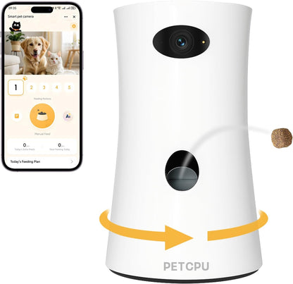 Pet Camera, 360°View Dog Camera Treat Dispenser WiFi with Phone App, Two Way Audio, Night Vision, Remote Treat Tossing, Motion Alert, Interactive Toy for Pet Dog Cat Puppy