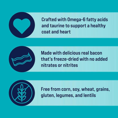 Stewart Freeze Dried Dog Food Topper, PuffTops, Bacon & Cheese, 3.5 Ounce Resealable Pouch, Flavor Enhancing Meal Topper or Dog Treat, Made in USA