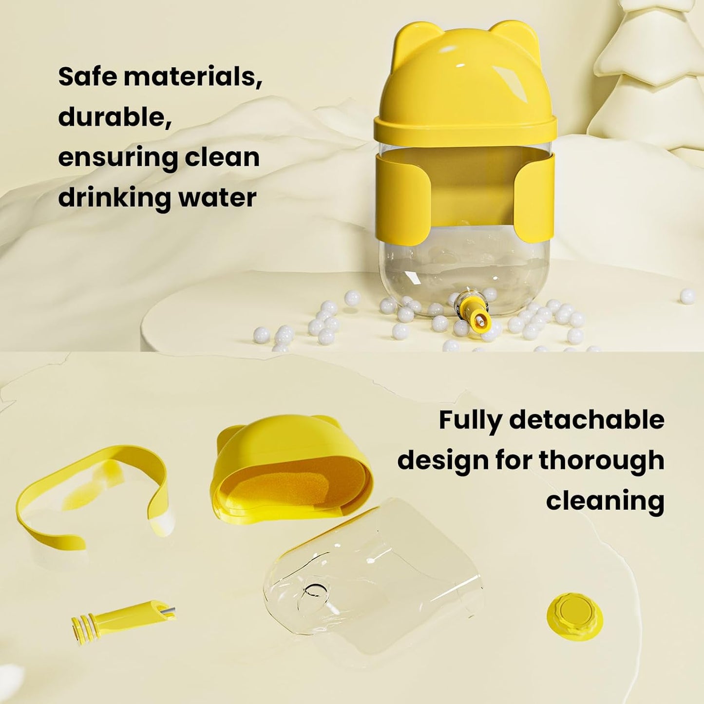 11 Fl Oz No Mess Hanging Water Dispenser,Leak-Proof Automatic Bird Water Feeder,Small Animal Water Bottle for Guinea Pigs,Chinchillas,Ferrets,Parrots,Squirrels,Rats,Bunnies (White)