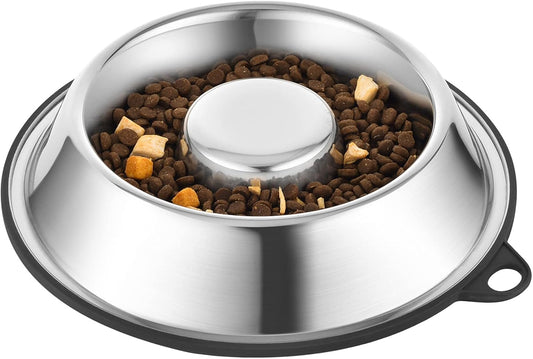PEGGY11 Stainless Steel Slow Feeder Dog Bowl - Holds 2 Cup, for Medium Size Dogs