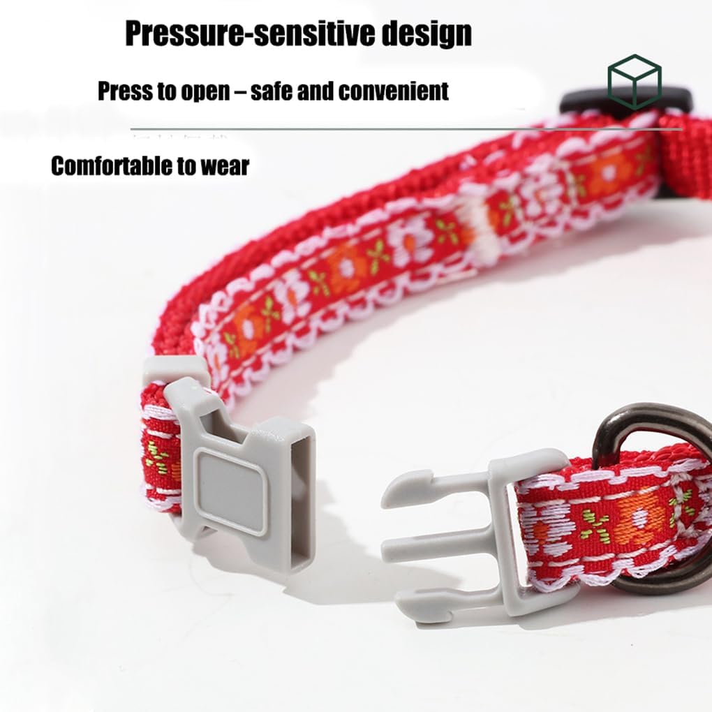XXS Dog Collar with Bell Leash Set, Basic Floral Puppy Collars for Girls Xs Small Cat Pet Animal Litter Tiny Kitten, Orange White