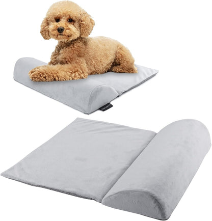 Dog Bolster Pillow for Small Dogs and Cats, Benefit for Cervical Vertebra and Neck, Dog Pillow for Improve Sleep Quality, Travel-Friendly, with High Resilience Foam, Machine Washable