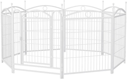 Heavy Duty Dog Playpen Iron White Rust-Resistant Stable Foldable Indoor Outdoor Pet Exercise Pen with Doors
