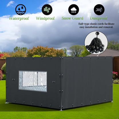 Outdoor Kennel Enclosure Cover, Kennel Side Cover Suitable for 10'W x 10'L Outdoor Kennels, Featuring Multiple Elastic Ball Ropes and a Winter Kennel Side Cover with Observation Window.