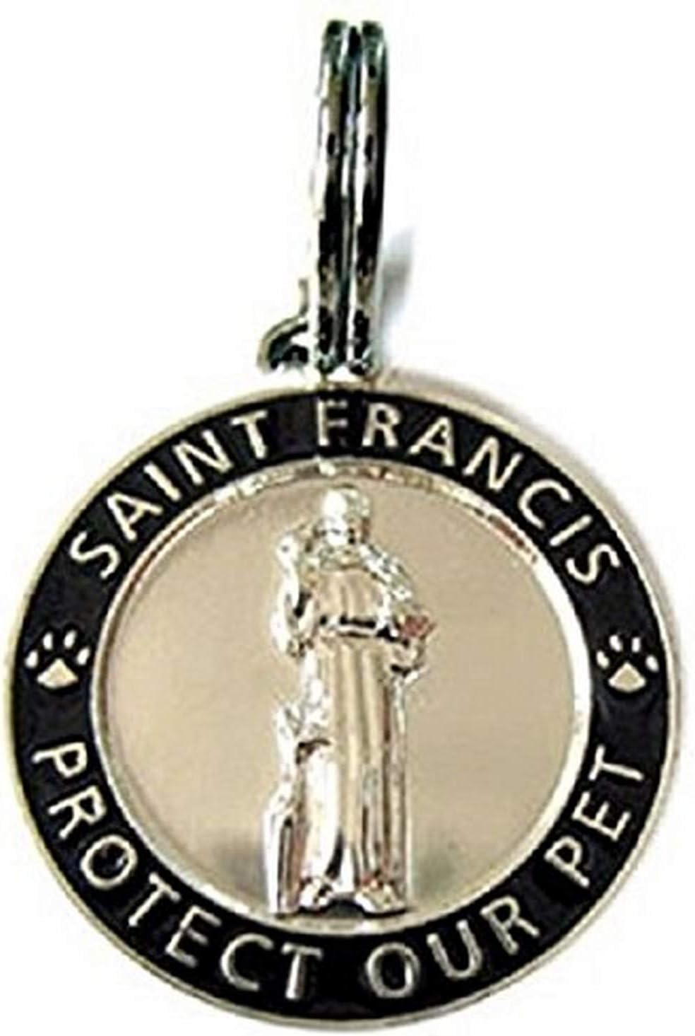 Pet Collar Charm, Saint Francis of Assisi, Small, Black
