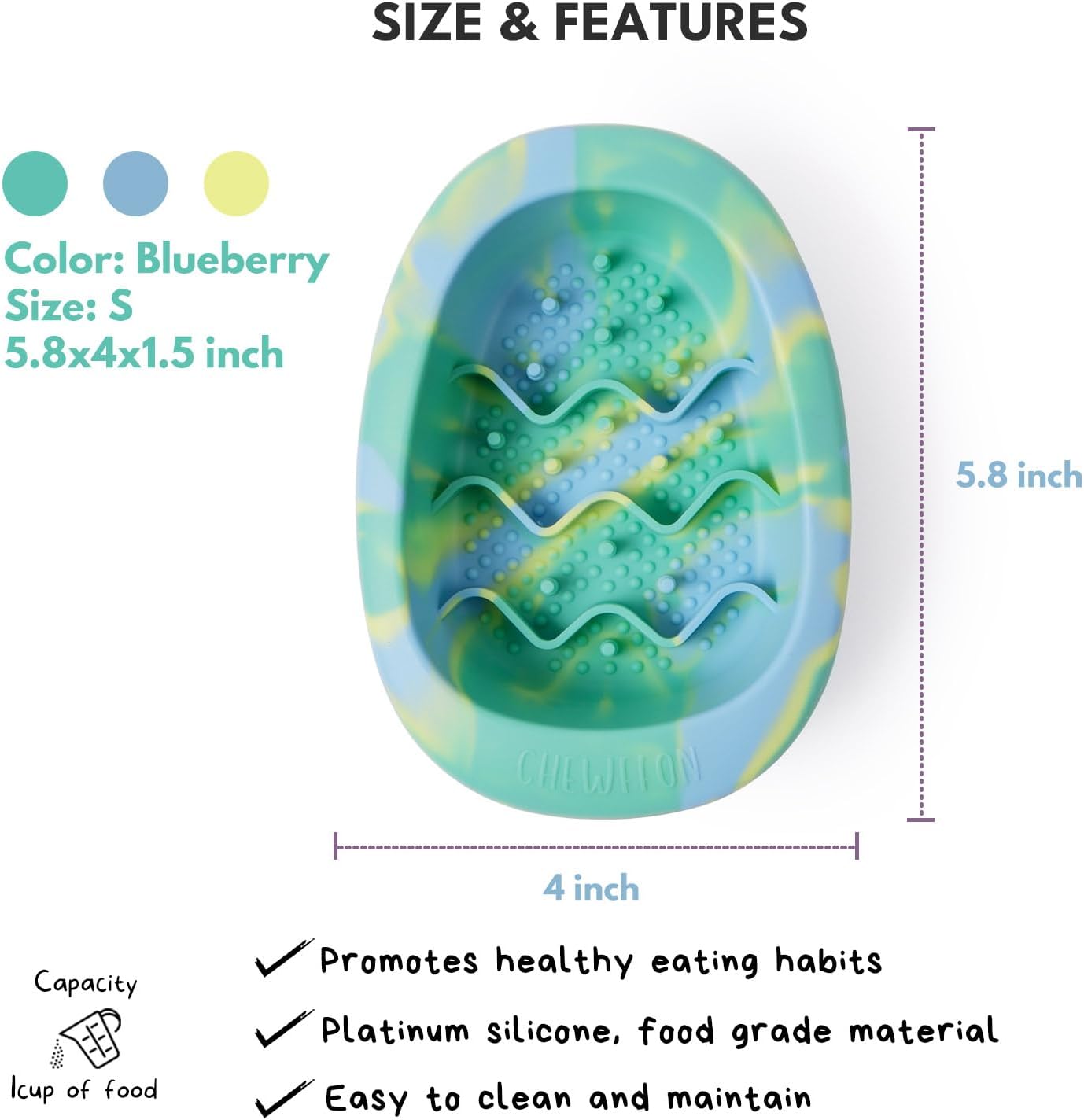 CHEWFFON Interactive Dog&Cat Lick Mat Bowls, BPA-Free Silicone Dog Slow Feeder with Suction Cups, Non Slip Food Bowl for Dogs and Cats, Reduces Boredom and Anxiety, Dishwasher Safe, Green Small