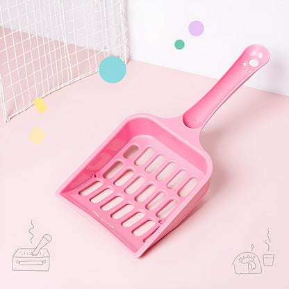 Pink Cat Litter Scoop,Tray with Handle Compact Solid Color Cat Litter Sifter Coffee One Size for Tofu Cat Litter and Clay Litter, Durable ABS Plastic Litter Scoop