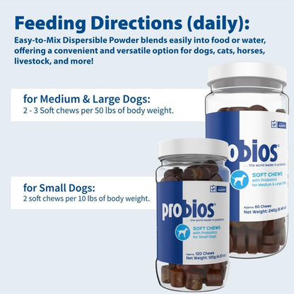Probios for Dogs Soft Chews, Probiotics for Dogs, Daily Supplement for Gut Health, Digestion & Immune Support, Medium & Large Breeds, 8.46oz