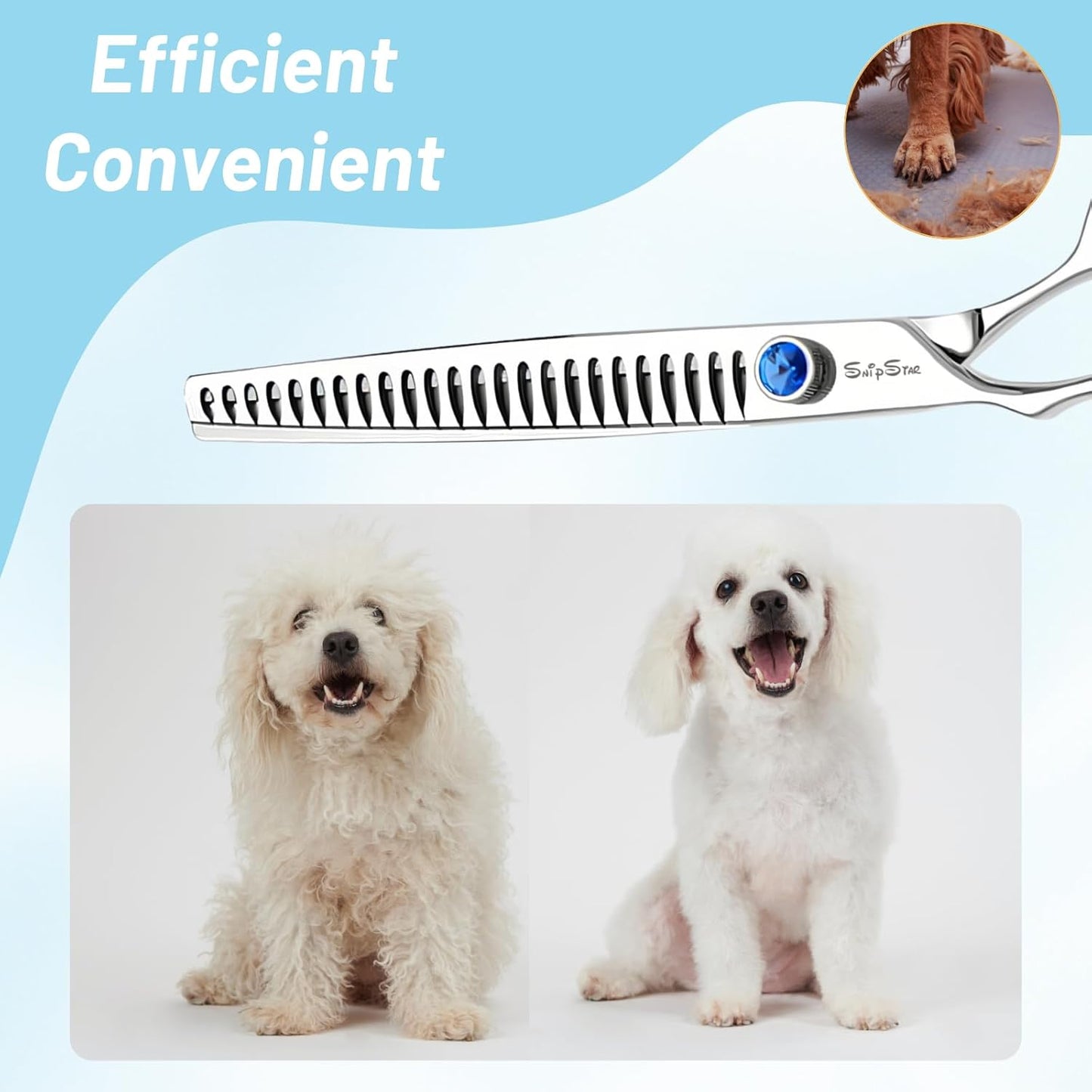 7.5in 25° Curved & Chunker Professional Dog Grooming Scissors Set, 24 Teeth Thinning Shears for Dog Grooming, VG10 Steel Sharp, Pet Trimming Shears for Dogs Cats Groomer, Ergonomic with CNC Screw