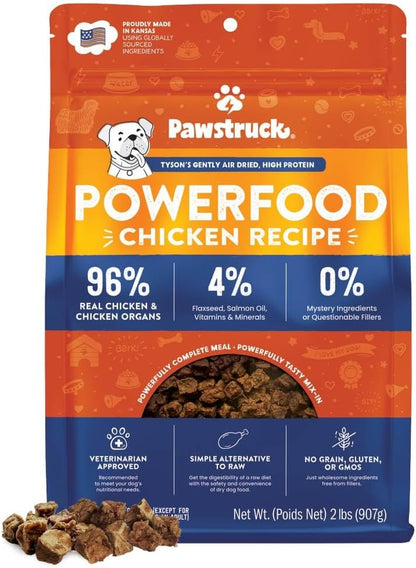 Pawstruck Air Dried Dog Food with Real Chicken, Grain-Free, Made in USA, Non-GMO & Vet Recommended, High Protein Limited Ingredient Full-Feed for All Breeds & Ages, 2lb Bag