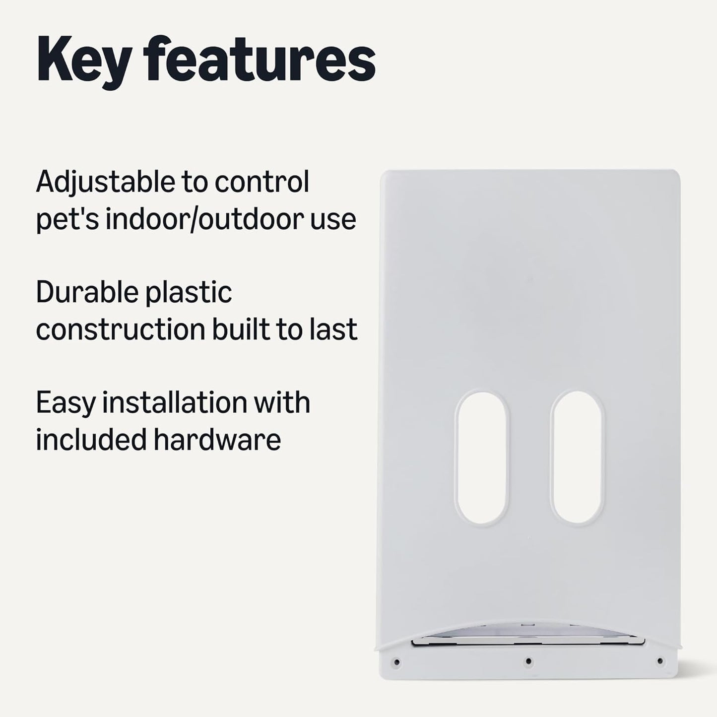 Amazon Basics Adjustable Plastic Dog and Cat Door, Large, 20.00’’ x 13.31’’ x 4.45’’, White and Grey