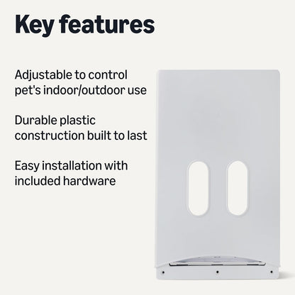 Amazon Basics Adjustable Plastic Dog and Cat Door, Large, 20.00’’ x 13.31’’ x 4.45’’, White and Grey