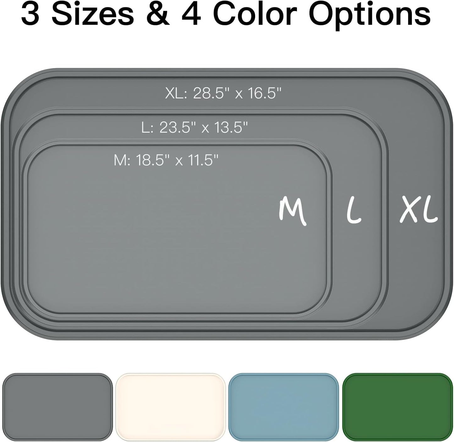 Pet Feeding Mat [Warped Resistant Raised Edge], Water-Proof Silicone Placement for Food Water Bowls, Anti-Slip Base Protect Floor, BPA-Free&Dishwasher-Safe [18.5x11.5inch Medium, Gray]