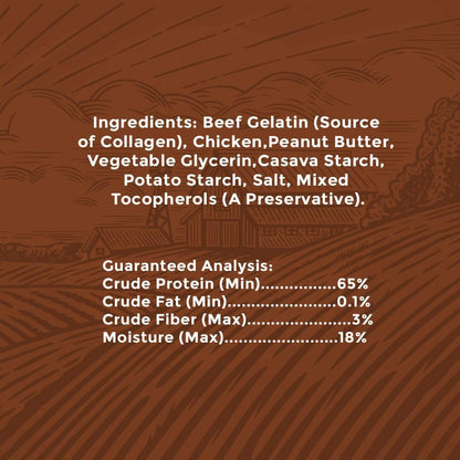 Healthy Chewers Peanut Butter Collagen Rolls 2 Count | High Protein, Long Lasting, Collagen Rich Chews for Large Dogs