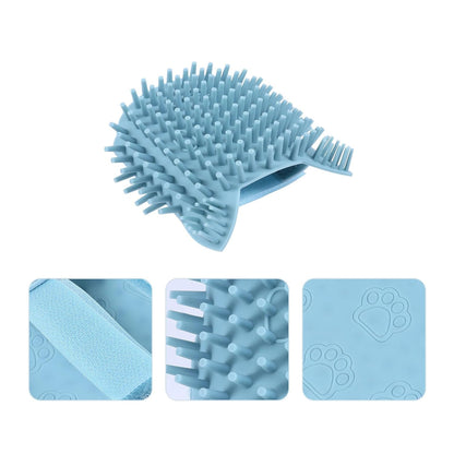 Silicone Cat Massage Comb and Grooming Brush Wall Corner Mounted Soft Pet Massage Tool for Cats Light Green Small Wet and Dry Use Hair Removal