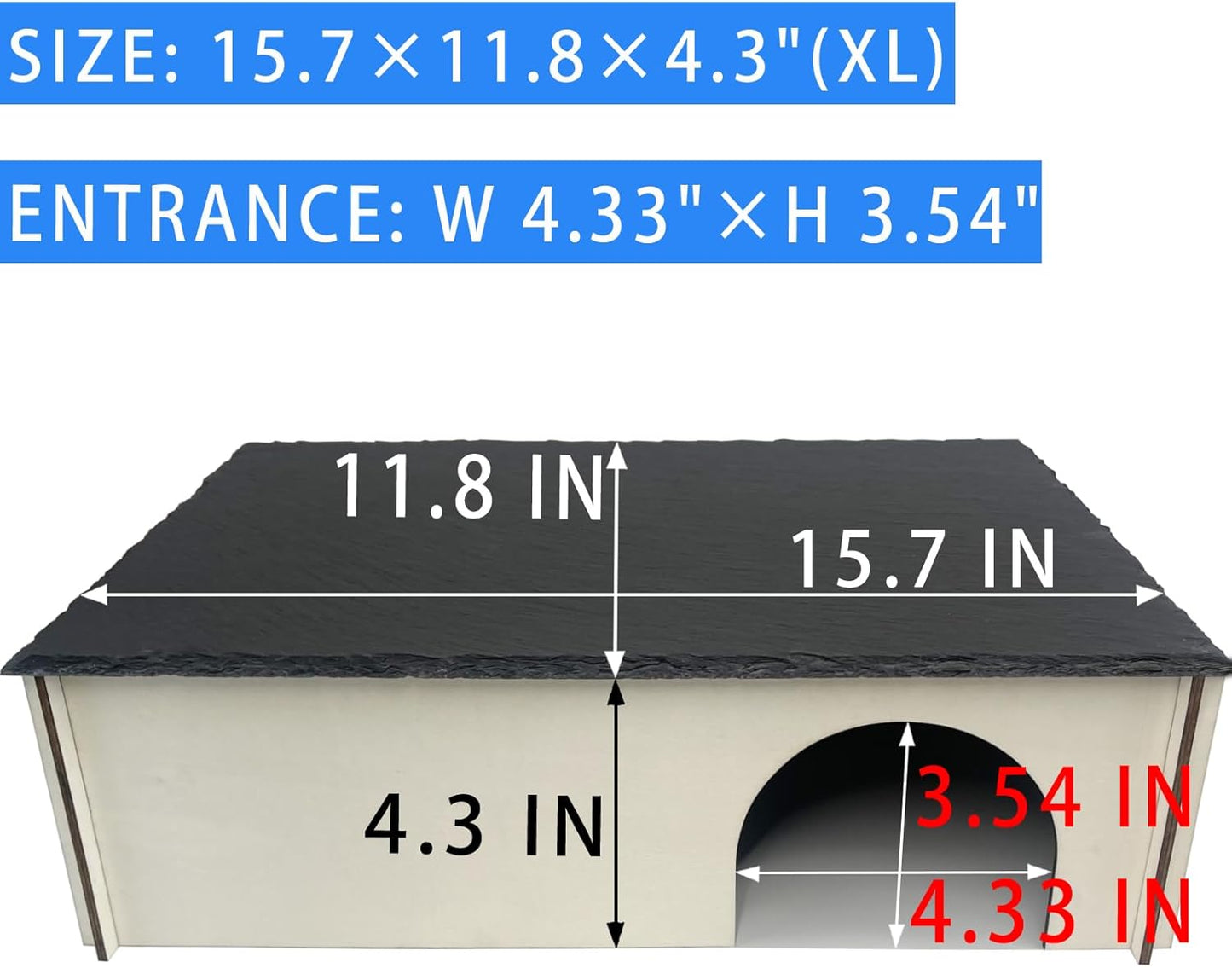 Large Snake Hide with Slate Reptile Hide Box Ball Python Hide 15.7×11.8×4.3"(XL) Reptile Hides Snake Hides for Ball Pythons Leopard Geckos 100% Natural Stone & Wood Reinforced Packaging