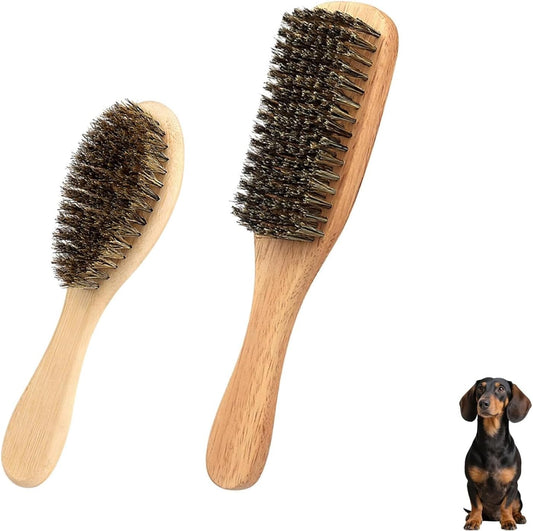 Soft Boar Bristle Dog Brush for Short Haired, Gentle Deshedding & Grooming Tool, Ideal Pet Hair Brush, Puppy Essentials for Grooming and Shedding, Small and Large
