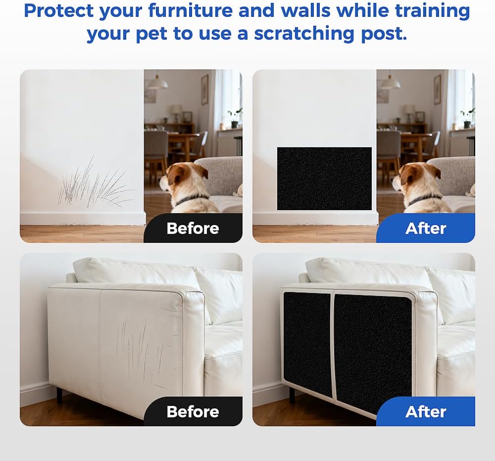 4-pcs M-Shaped Dog Nail Scratch Board Replacement Sandpaper, Self-Adhesive Pads for Dog Scratch Board, Fits Most Dog Scratch Pads for Effective Dog and Cat Claw Care