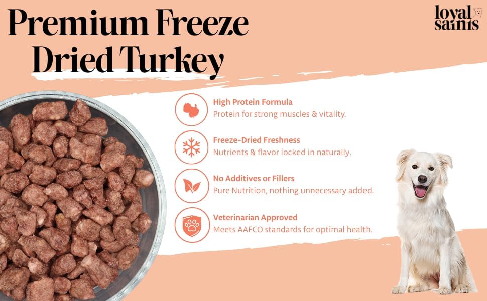 Freeze Dried Raw Dog Food - Chicken & Turkey Salmon Flavors, 14 oz. | High Protein and Grain Free Dog Food for All Breeds and Picky Eaters - Versatile as Meal Topper, Snack, and Treats