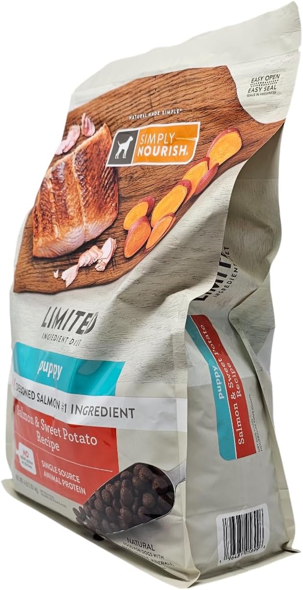 SIMPLY NOURISH Puppy Salmon and Sweet Potato Dry Dog Food, 4 Pound Bag