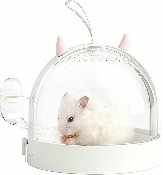 Mini&moe Hamster Travel Cage - Small Animal Carrier Cage with Water Bottle Small Portable Hamster Cage for Mice, Gerbils, Short Trips & Vet Visits