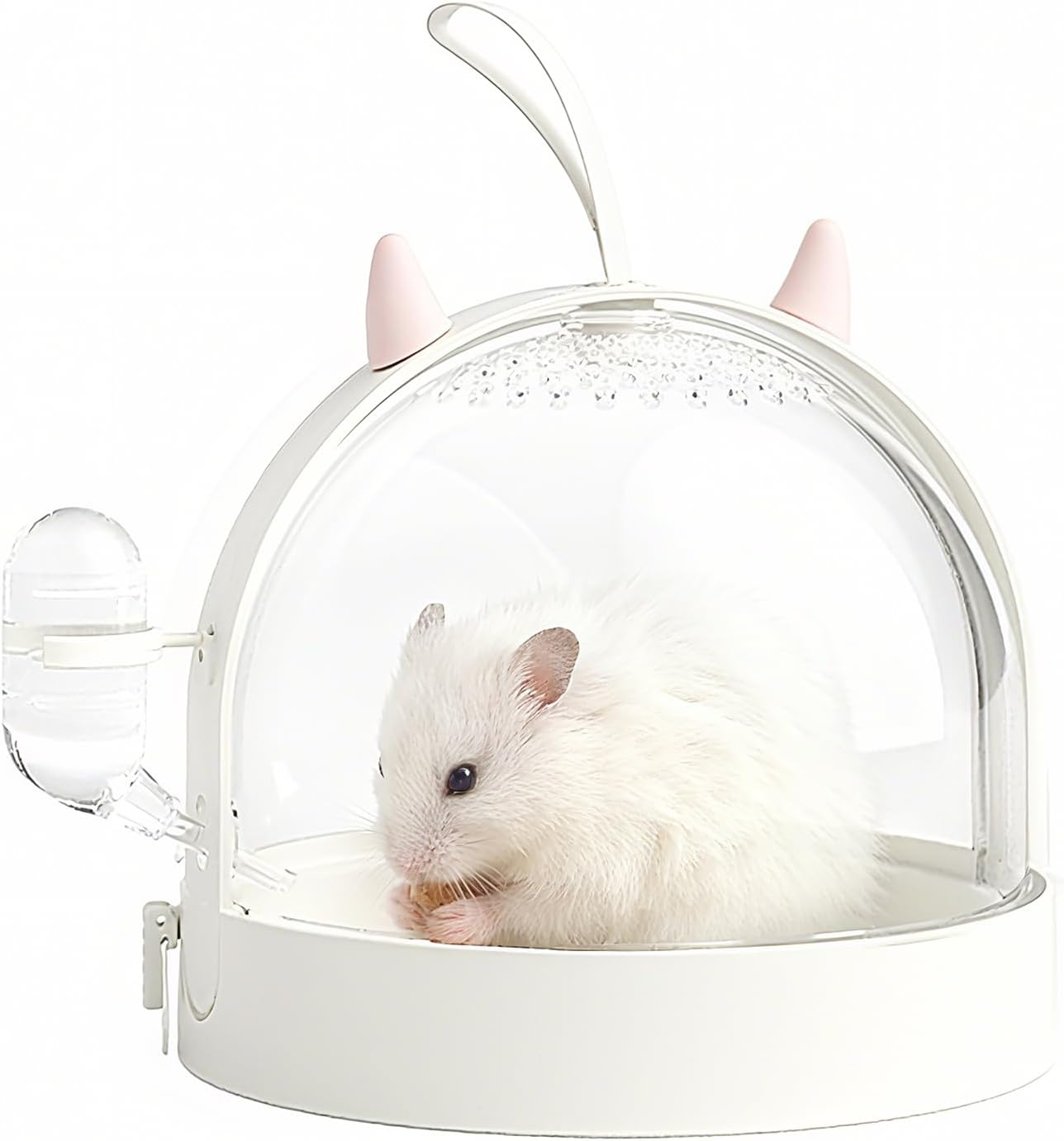 Mini&moe Hamster Travel Cage - Small Animal Carrier Cage with Water Bottle Small Portable Hamster Cage for Mice, Gerbils, Short Trips & Vet Visits