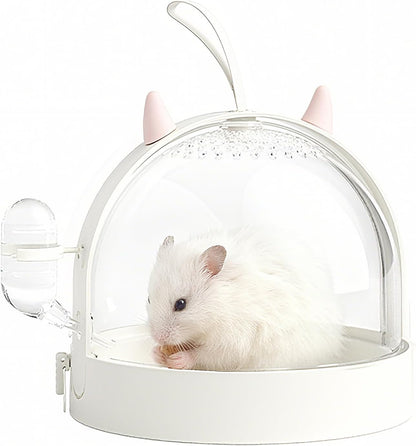 Mini&moe Hamster Travel Cage - Small Animal Carrier Cage with Water Bottle Small Portable Hamster Cage for Mice, Gerbils, Short Trips & Vet Visits