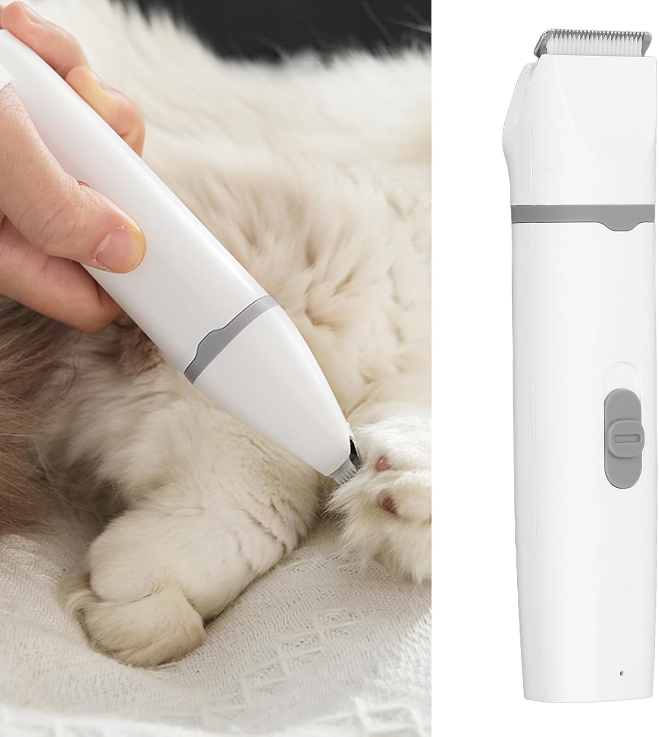 Electric Pet Hair Clipper, Low Noise Rechargeable Grooming Kit, Professional Pet Trimmer for Body Face Ears Eyes Nails, Multifunctional Cordless Clipper with 3 Trimming Heads and 4
